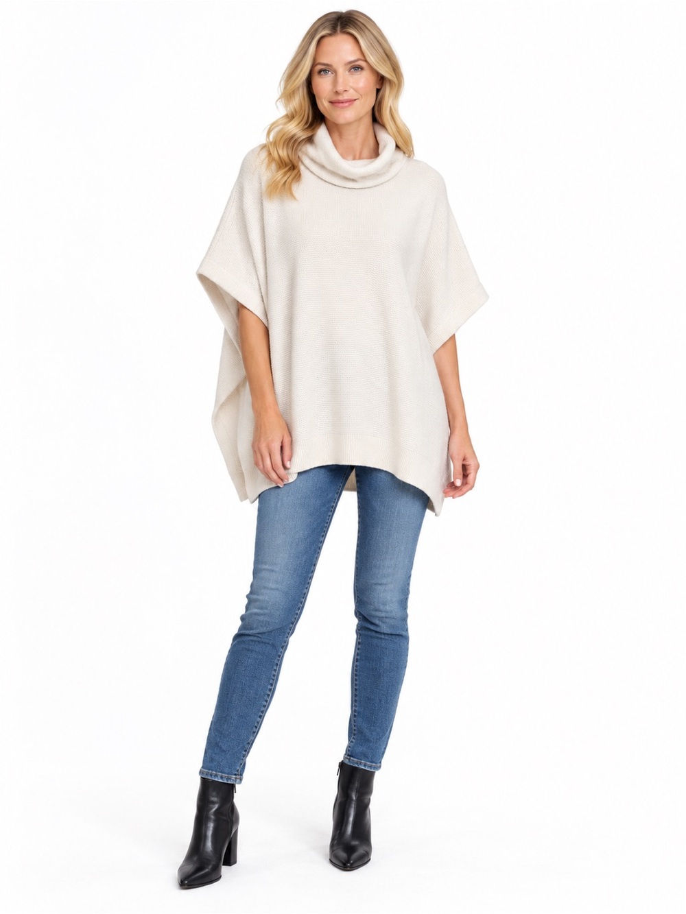 St. John for Nordstrom Ivory Wool Cowl Neck Poncho Tunic | Size P